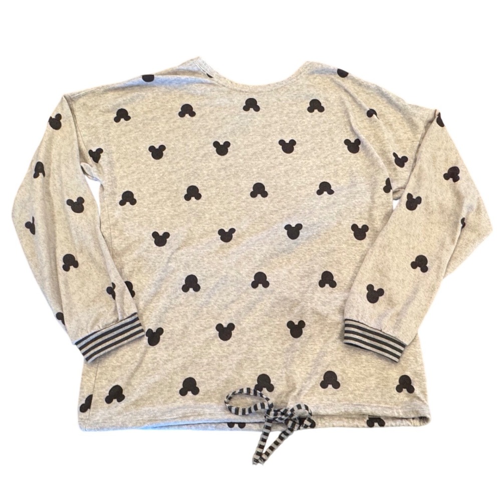 Disney Mickey Mouse Long Sleeve Gray Silhouette Print Top Medium RN76292